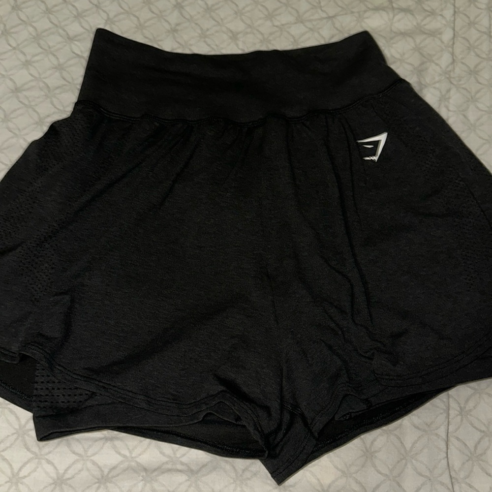 Gymshark Vital Seamless 2.0 2-in-1 Shorts - Black Marl Size L